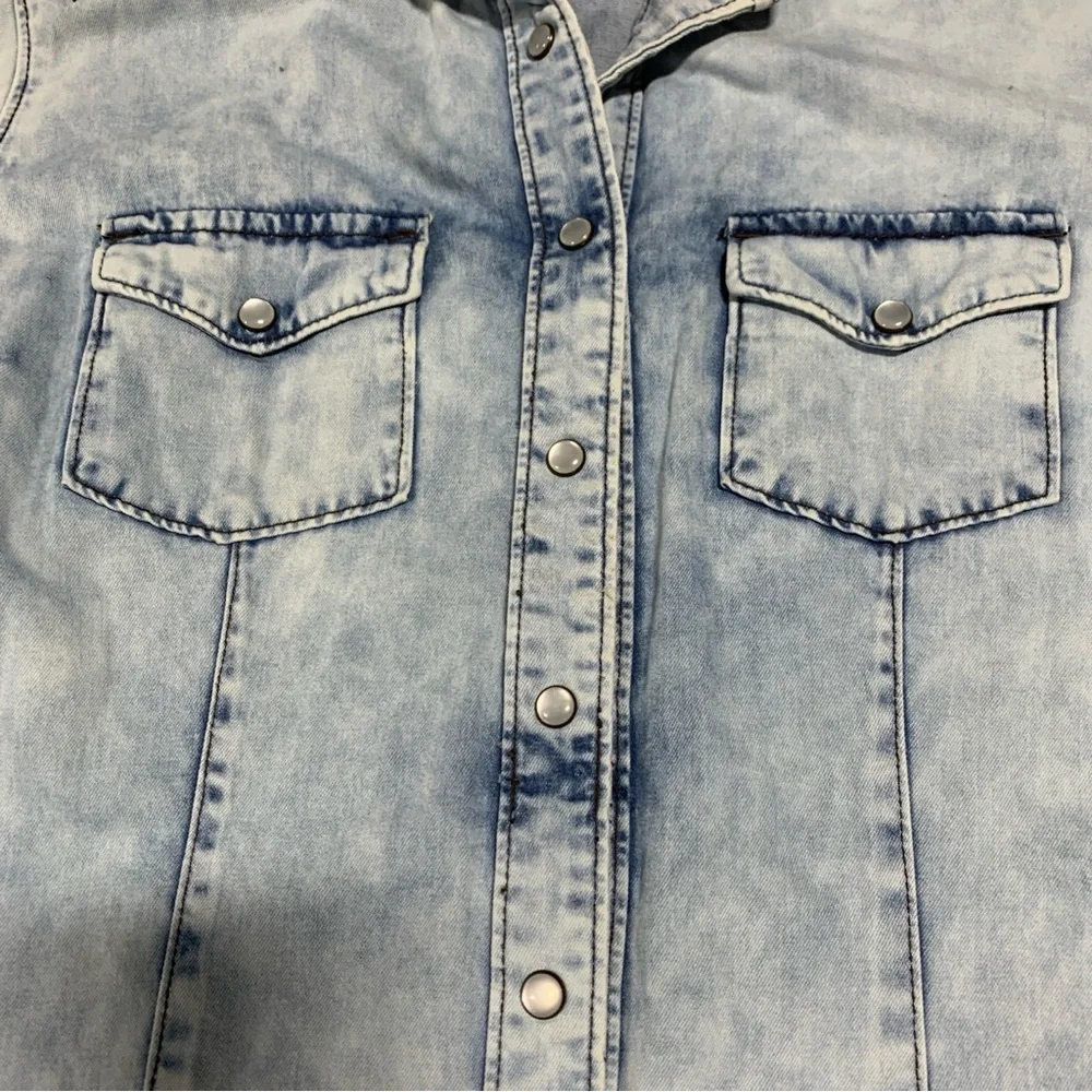 Cruel‎ XL Women Light Blue Soft Denim Western Pearl Snap Buttons 2322 Embroidery